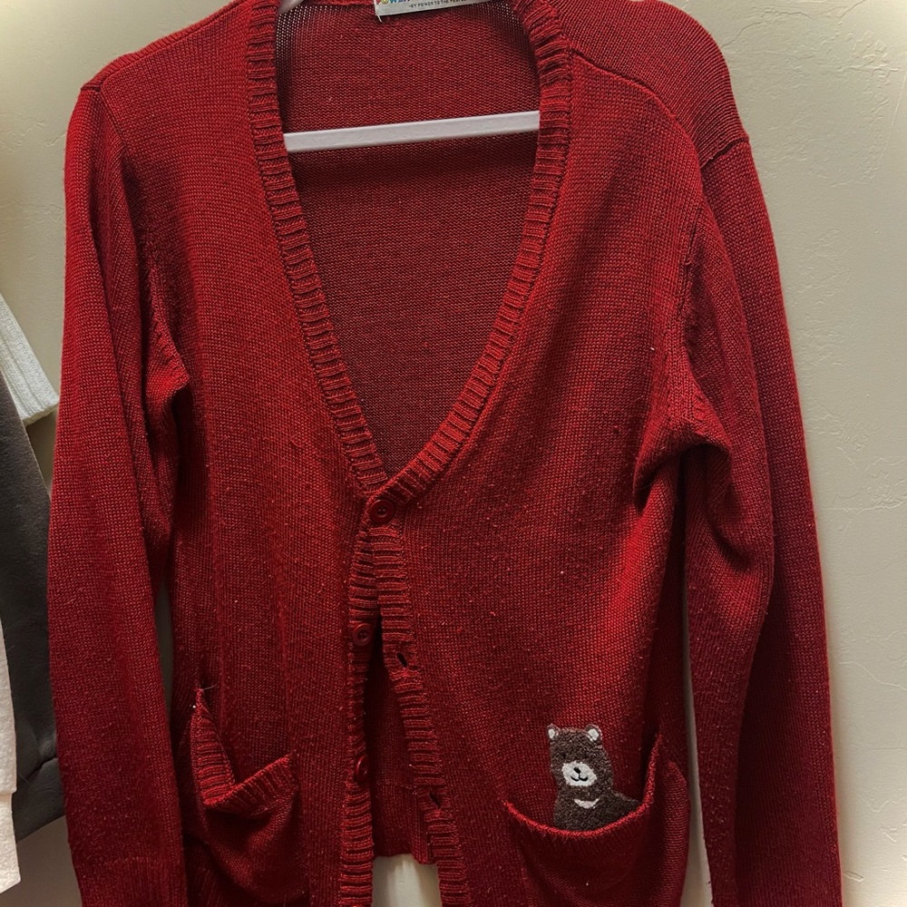 power to the animal by power to the people red cardigan sweater